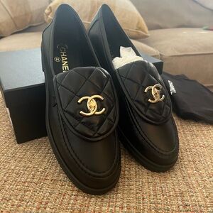 Brand new Chanel loafers with receipt box and shoe covers black size 42